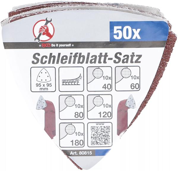 BGS Schleifblatt-Satz für Dreieckschleifer 95 x 95 mm K 40 - 180 50-tlg. 80815